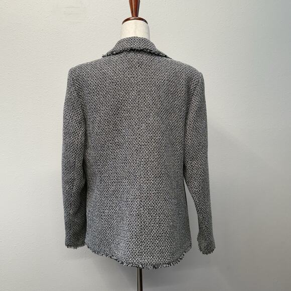 Ted Baker Tweed Blazer Jacket Women Size 5 L 12/14 Black White Classic Old Money - Picture 3 of 5